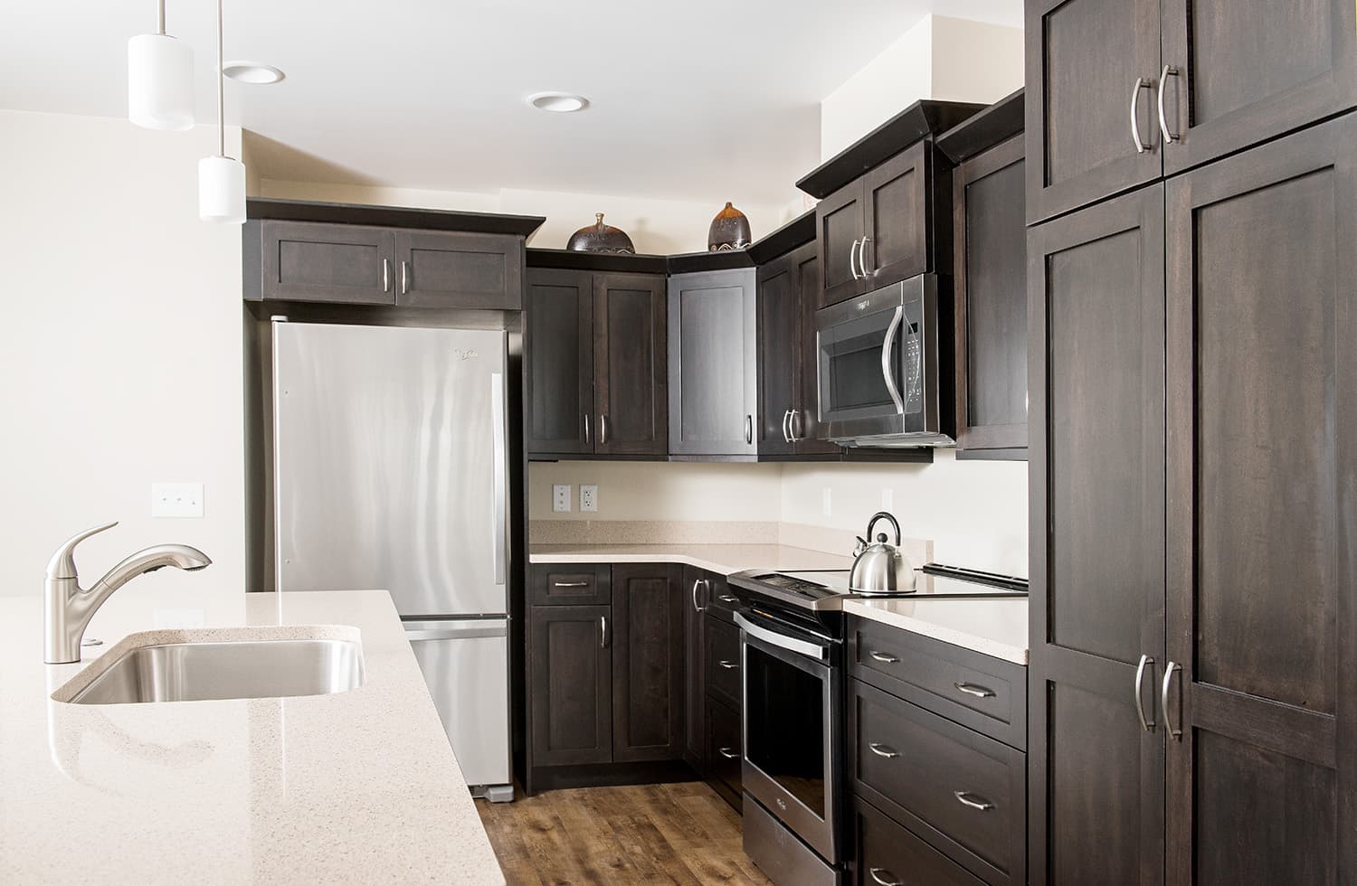 The kitchen of a retirement apartment at Woodcrest Villa