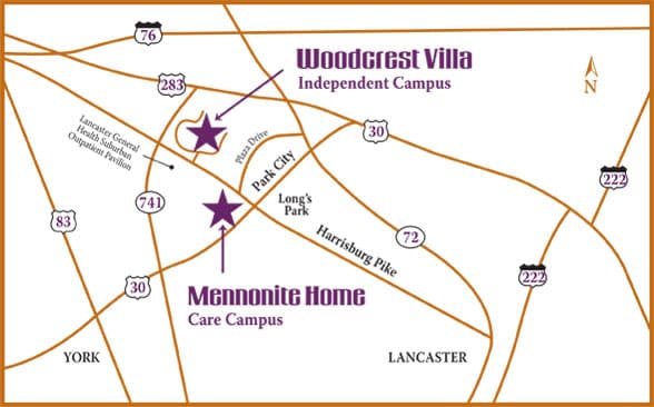 Mennonite Home Communities Direction Map