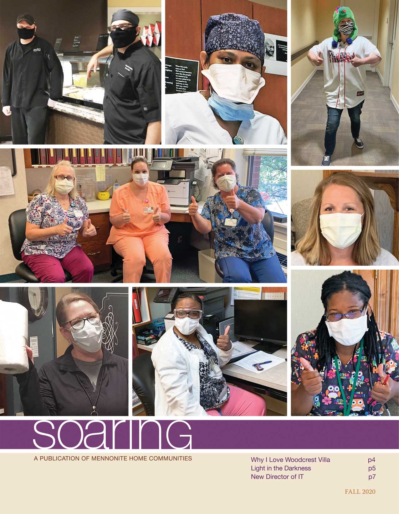 Mennonite Home Communities team members on the cover of the Fall 2020 Soaring Newsletter
