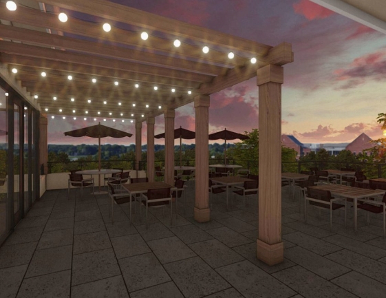 The rooftop terrace at the Falcon Pointe Apartments of Woodcrest Villa